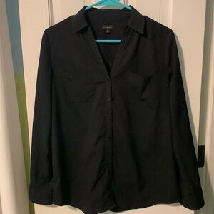 Talbots long sleeve button down blouse with roll tab sleeves